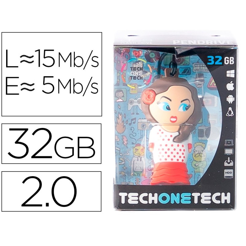 MEMORIA USB TECH ON TECH FLAMENCA SEVILLANA 32 GB