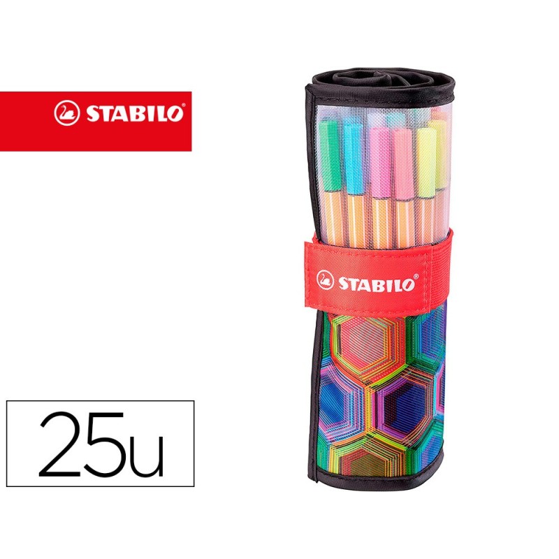 ROTULADOR STABILO PUNTA DE FIBRA POINT 88 ART ESTUCHE ROLLERSET DE 25 UNIDADES COLORES SURTIDOS