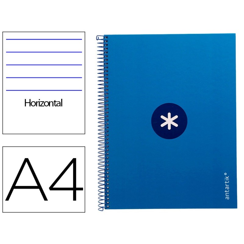 CUADERNO ESPIRAL LIDERPAPEL A4 MICRO ANTARTIK TAPA FORRADA80H 90 GR HORIZONTAL 1 BANDA 4 TALADROS COLOR AZUL OSCURO