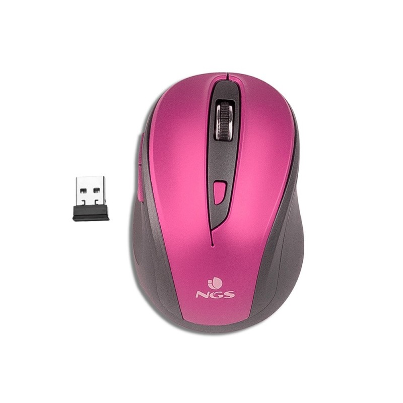 RATON NGS EVO MUTE OPTICO 800/1600 DPI INALAMBRICO CON 5 BOTONES NANO RECEPTOR USB 2,4 GHZ COLOR PURPURA