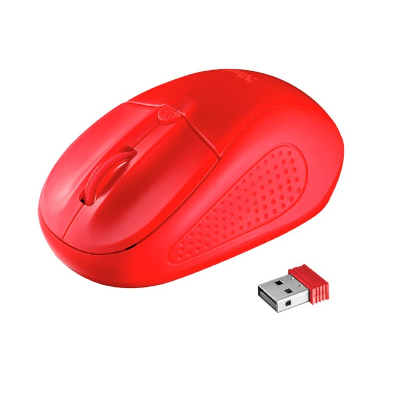 RATON TRUST PRIMO INALAMBRICO 800/1600 DPI NANO RECEPTOR USB 2,4 GHZ COLOR ROJO