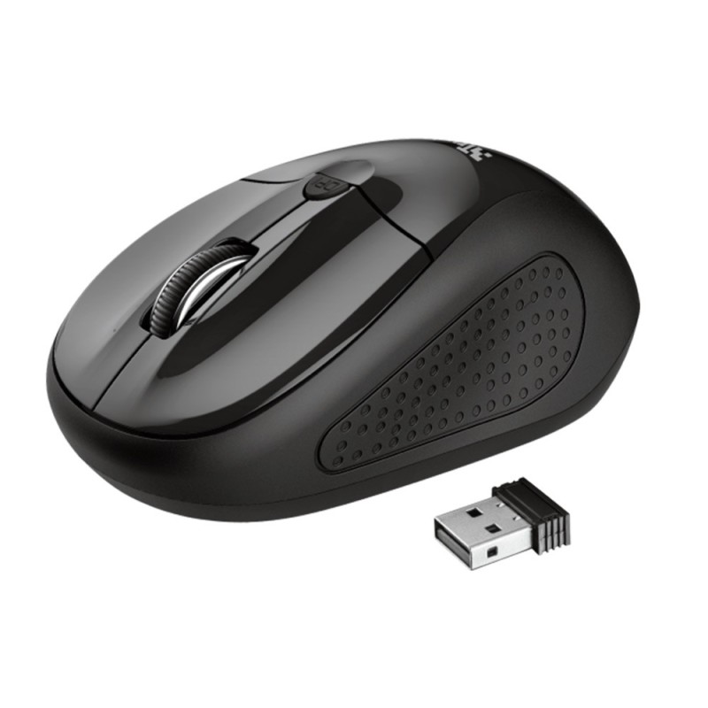 RATON TRUST PRIMO INALAMBRICO 1000/1600 DPI NANO RECEPTOR USB 2,4 GHZ COLOR NEGRO