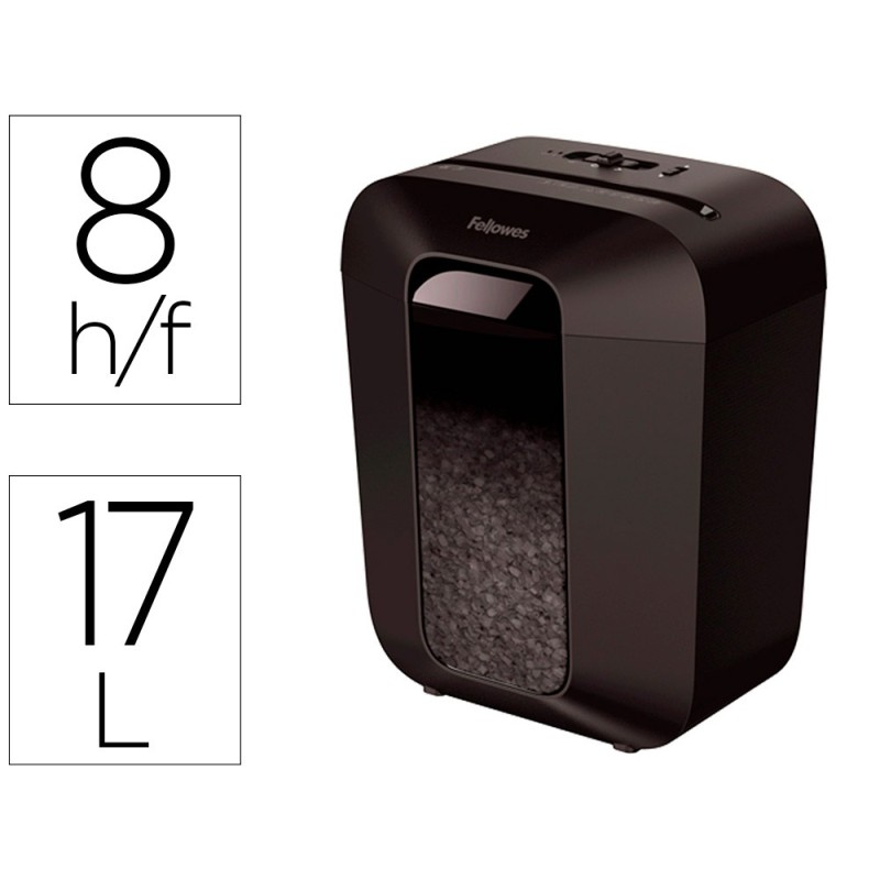 DESTRUCTORA DE DOCUMENTOS FELLOWES LX-41 CAPACIDAD 8H SEGURIDAD P4 DESTRUYE GRAPAS CLIPS Y TARJETA PAPELERA 17 L