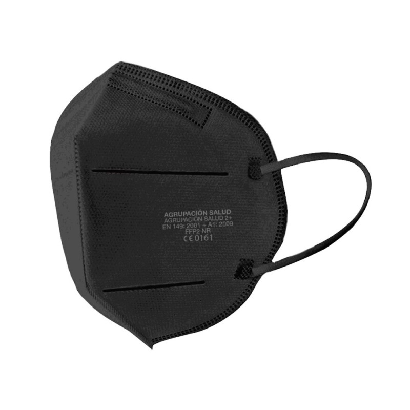 MASCARILLA FACIAL FFP2 AUTOFILTRANTE CERTIFICADO CE CON AJUSTE NASAL EMBOLSADA INDIVIDUALMENTE COLOR NEGRO