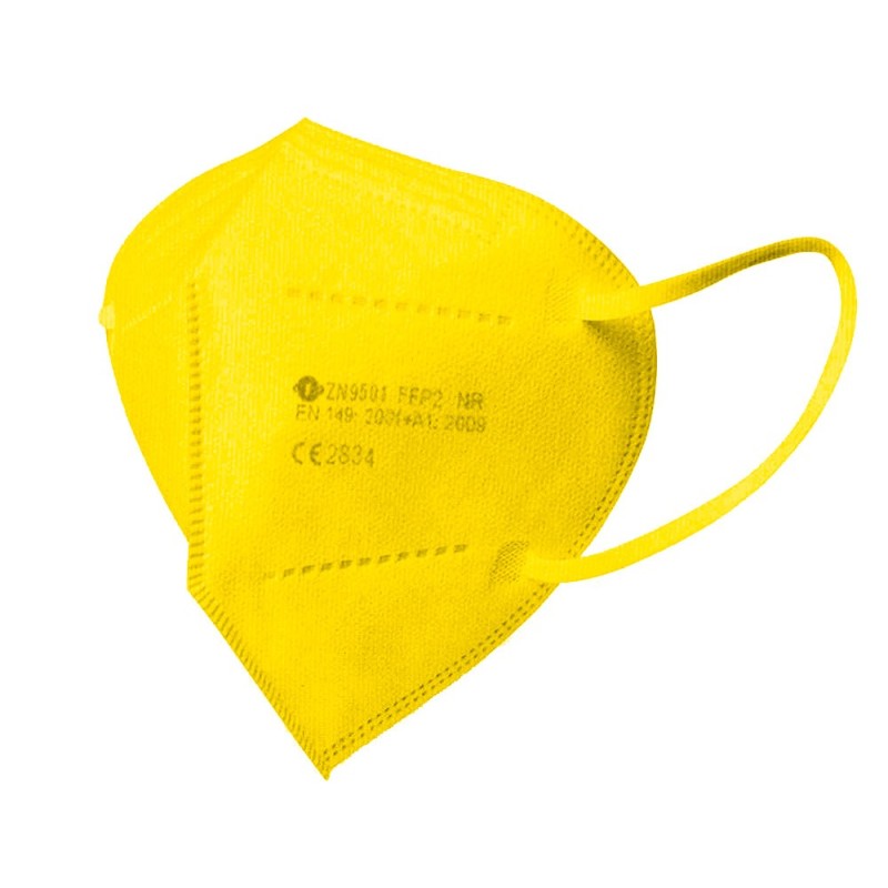 MASCARILLA FACIAL FFP2 AUTOFILTRANTE CERTIFICADO CE CON AJUSTE NASAL EMBOLSADA INDIVIDUALMENTE COLOR AMARILLO