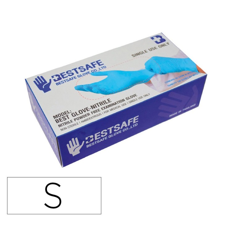 GUANTES DE NITRILO BESTSAFE TALLA S CAJA DE 100 UNIDADES
