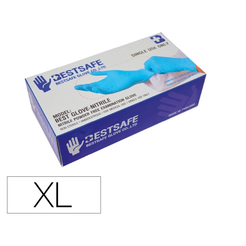 GUANTES DE NITRILO BESTSAFE TALLA XL CAJA DE 100 UNIDADES