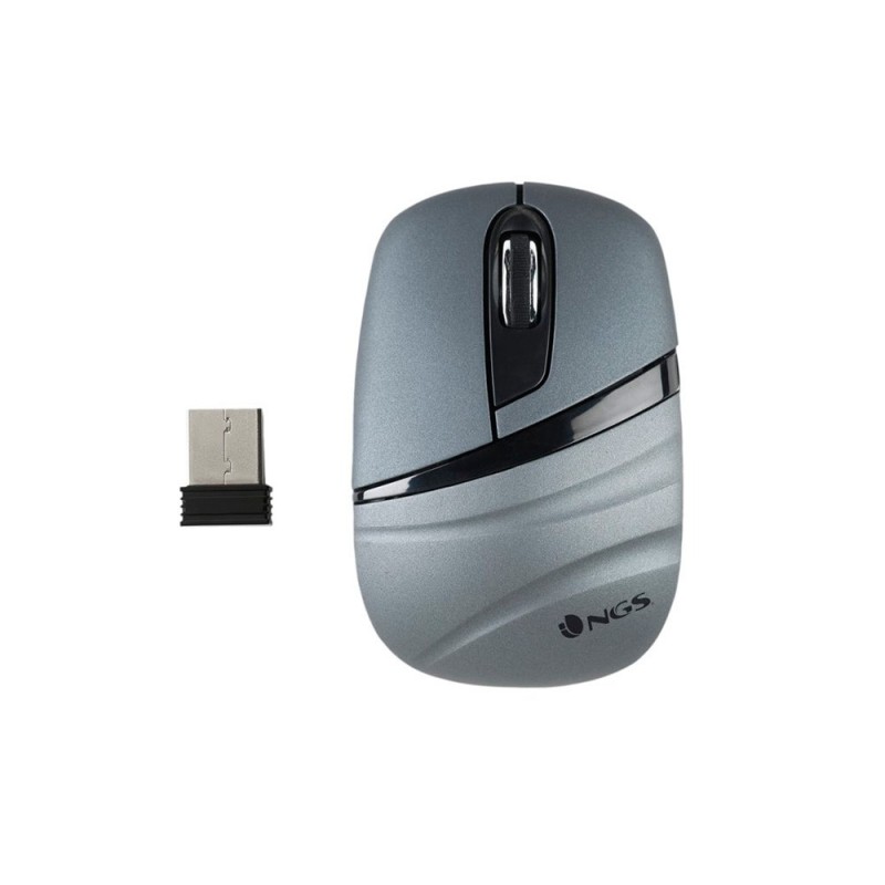 RATON NGS ASH DUAL OPTICO MINI 1200 DPI INALAMBRICO 2 BOTONES RECEPTOR USB 2,4 GHZ COLOR GRIS