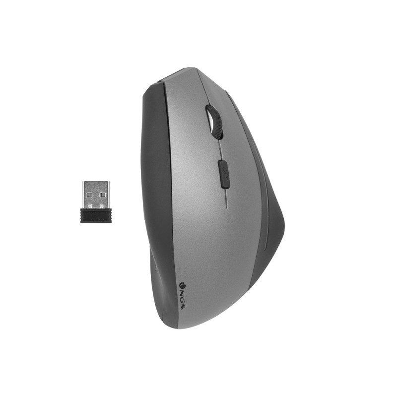 RATON NGS EVO ZEN OPTICO ERGONOMICO 800/1200/1600 DPI INALAMBRICO 5 BOTONES RECEPTOR USB 2,4 GHZ COLOR