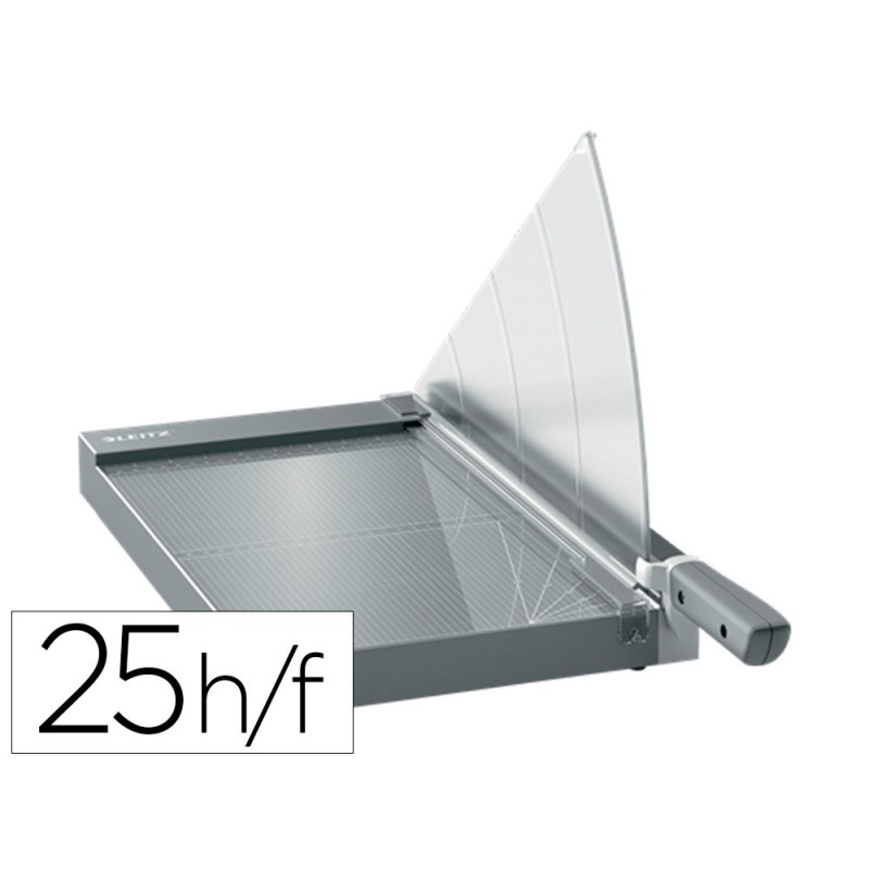 GUILLOTINA DE PALANCA LEITZ PRECISION OFFICE PRO A4+ BASE CRISTAL LONGITUD CORTE 381 MM CAPACIDAD DE CORTE 25 HOJAS