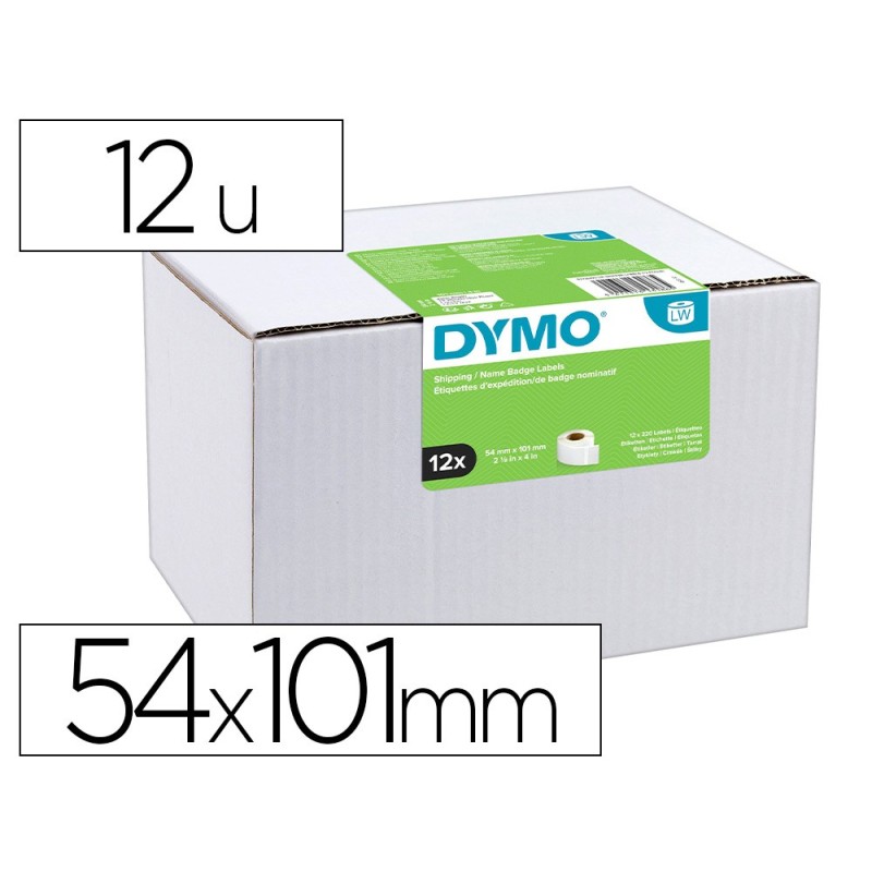 ETIQUETA ADHESIVA DYMO LABELWRITER ENVIO/TARJETAS DE IDENTIFICACION BLANCA 54X101 MM PACK 12 ROLLOS
