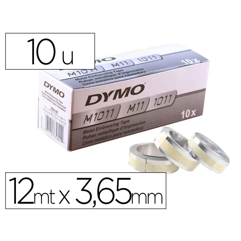 Cinta Dymo aluminio adhesiva 12 mm x 3,65 m